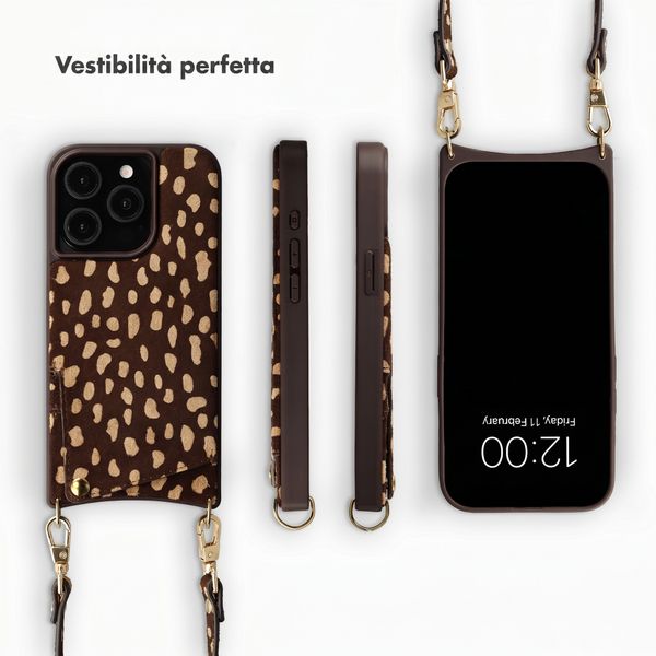 Selencia Nova cover posteriore in vera pelle con portacarte Apple iPhone 15 Pro - Fawn Chic