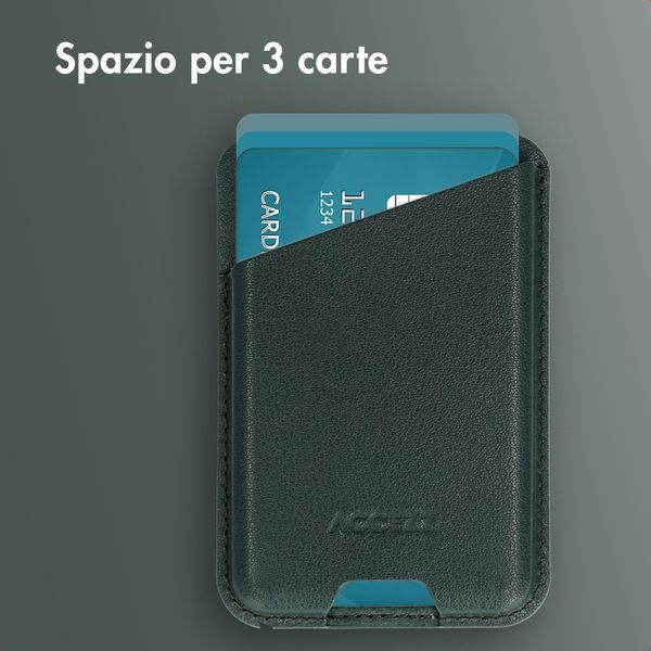 Accezz Portacarte in pelle magnetico - Compatibile con Apple Find My - Cedar Green