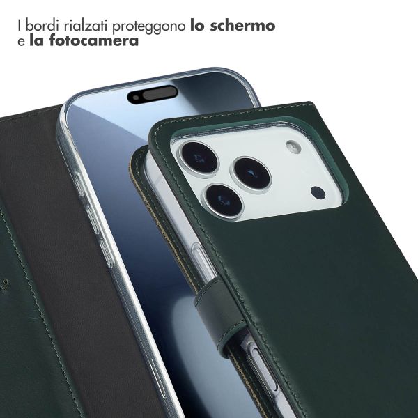 Selencia Cover a libro in vera pelle Apple iPhone 17 Pro - Verde