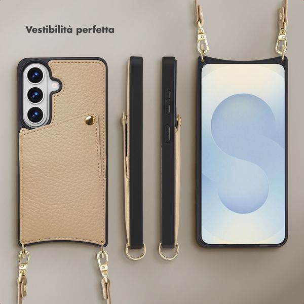 Selencia Cover per telefono Nova con cordino e portacarte Samsung Galaxy S26 - Beige