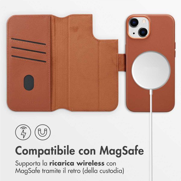 Accezz Cover in pelle 2 in 1 con MagSafe Apple iPhone 14 - Sienna Brown