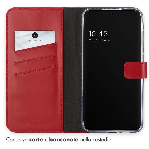 Selencia Cover a libro in vera pelle Samsung Galaxy S24 FE - Rosso