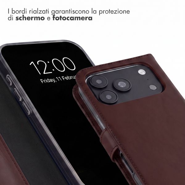Selencia Cover a libro in vera pelle Apple iPhone 18 Pro / 17 Pro - Marrone