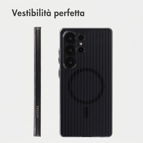 Accezz Cover Lite con MagSafe | Fluted | Samsung Galaxy S25 Ultra - Nero
