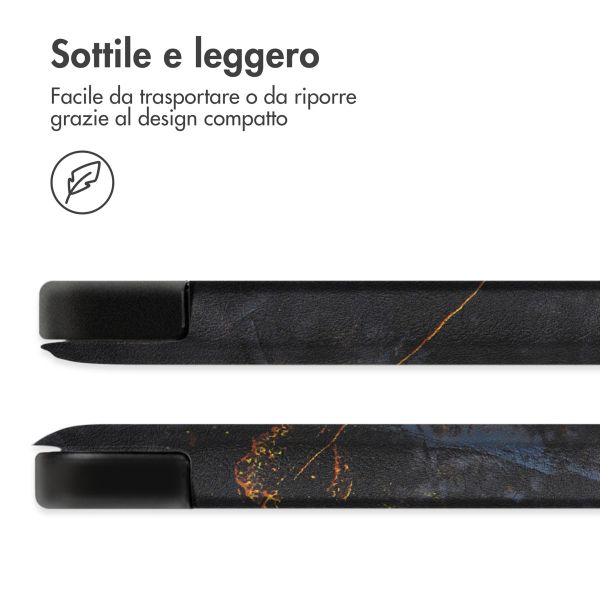 imoshion Cover Trifold Design Apple iPad 11 (2025) 11 pollici A16 / iPad 10 (2022) 10.9 pollici - Black Marble
