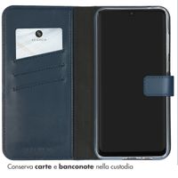 Selencia Cover a libro in vera pelle Samsung Galaxy A55 - Blu scuro