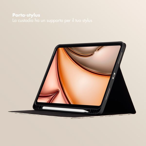 Selencia Libreria Sabi con stampa leopardata Apple iPad Air 11 pollici (2026) M4 / (2025) M3 / (2024) M2 / Air 5 (2022) / Air 4 (2020) - Soft Ivory