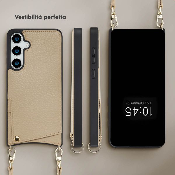 Selencia Cover per telefono Nova con cordino e portacarte Samsung Galaxy S24 Plus / S25 Plus - Beige