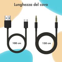 imoshion Cuffie wireless per bambini Unicorn LED Light - Limitatore di decibel - Con cavo AUX - Soft Blue / Yellow