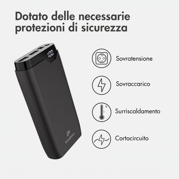 imoshion Powerbank da 20.000 mAh - Caricabatterie rapido da 22,5 W - USB-C / USB-A - Nero