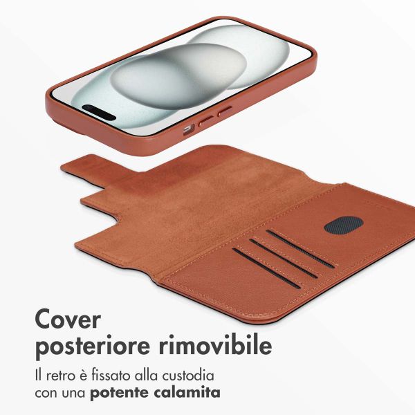 Accezz Cover in pelle 2 in 1 con MagSafe Apple iPhone 15 - Sienna Brown