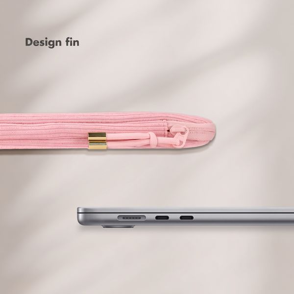 Selencia Cover per laptop in velluto a coste 13-14 pollici - Sleeve per laptop - Soft Blush