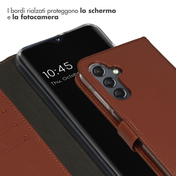Selencia Cover a libro in vera pelle Samsung Galaxy A25 (5G) - Marrone chiaro