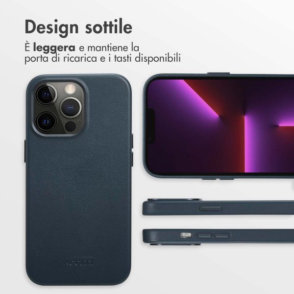 Accezz Cover in Pelle con MagSafe Apple iPhone 13 Pro - Nightfall Blue