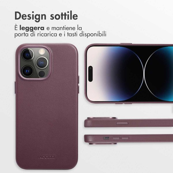 Accezz Cover in Pelle con MagSafe Apple iPhone 14 Pro Max - Heath Purple