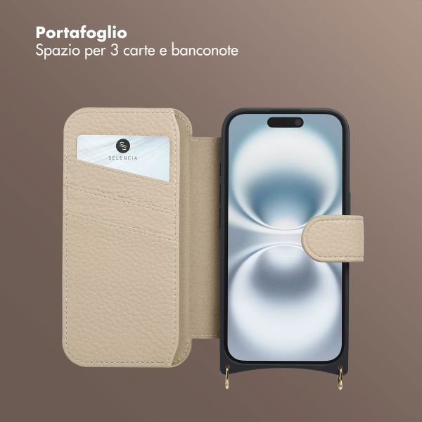 Selencia Cover Riva con MagSafe e cordino Apple iPhone 16 - Beige