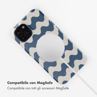 Selencia Cover posteriore Vivid con MagSafe Apple iPhone 15 - Wave Vibes Classic Blue