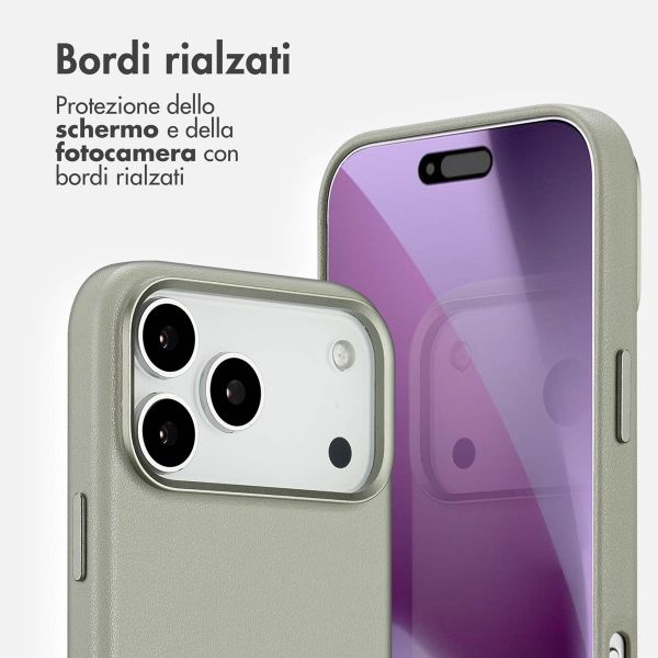 Accezz Cover in Pelle con MagSafe Apple iPhone 17 Pro Max - Light Grey