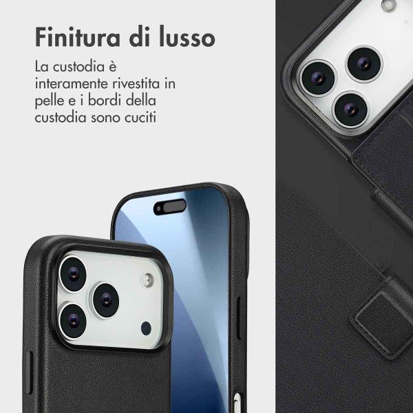 Accezz Cover in pelle 2 in 1 con MagSafe Apple iPhone 17 Pro - Onyx Black