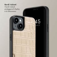 Selencia Cover per telefono Nova Croco con cordino e portacarte Apple iPhone 14 / 13 - Beige