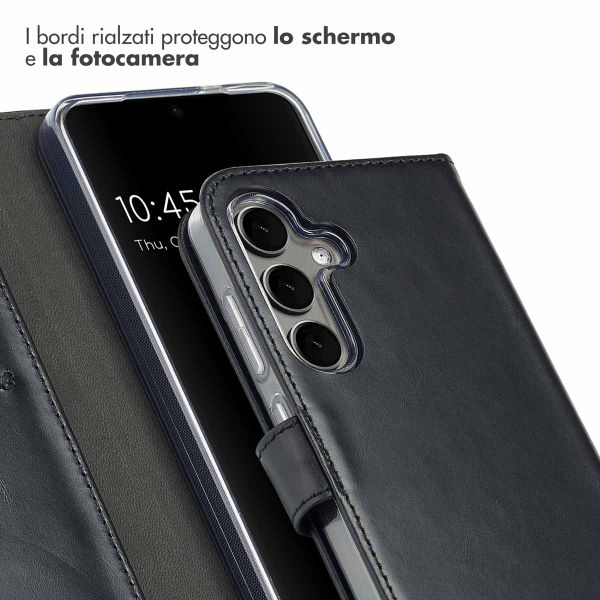 Selencia Cover a libro in vera pelle Samsung Galaxy S25 - Nero