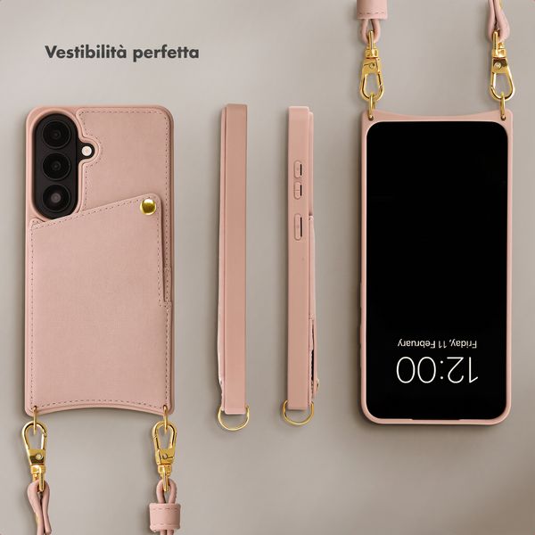 Selencia Cover per telefono Nova con cordino e portacarte Samsung Galaxy S26 - Dusty Rose