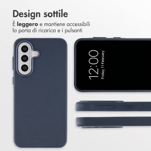 Accezz Cover in Pelle con MagSafe Samsung Galaxy A57 (5G) - Nightfall Blue