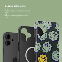 Selencia Cover posteriore Vivid con MagSafe Apple iPhone 16 - Wavy Smiley Green
