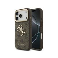 Guess Cover Posteriore con Logo 4G in Metallo Apple iPhone 18 Pro Max / 17 Pro Max - Marrone