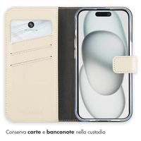 Selencia Cover a libro in vera pelle Apple iPhone 15 - Greige