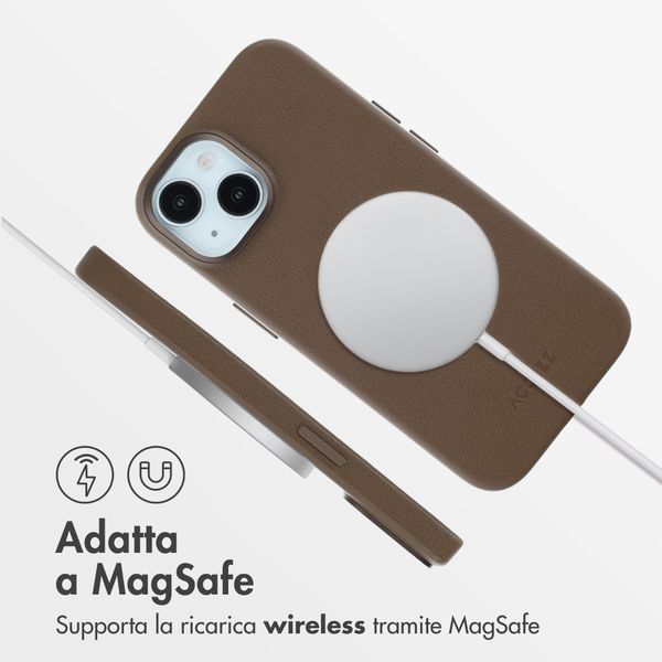 Accezz Cover in Pelle con MagSafe Apple iPhone 15 - Marrone caffè