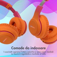 imoshion Cuffie wireless per bambini con LED Light - Limitatore di decibel - Con cavo AUX - Hot Pink / Apricot Orange Crush