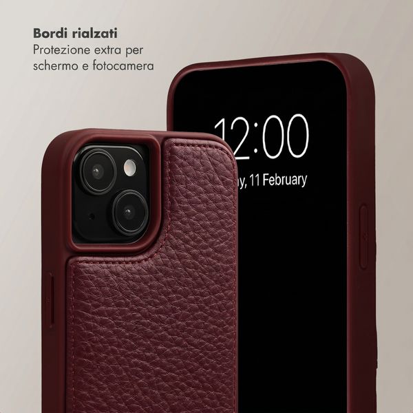 Selencia Cover per telefono Nova con cordino e portacarte Apple iPhone 15 - Bold Burgundy