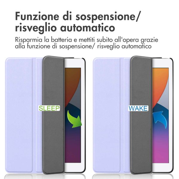 imoshion Cover a libro Trifold Apple iPad 9 (2021) 10.2 pollici / iPad 8 (2020) 10.2 pollici / iPad 7 (2019) 10.2 pollici - Lilla