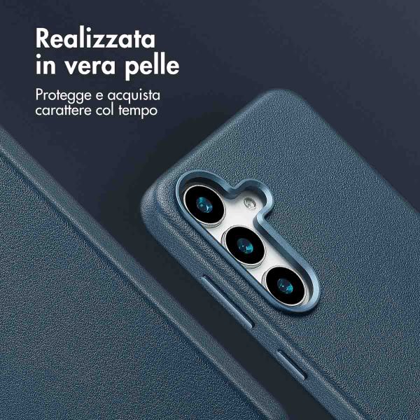Accezz Cover in Pelle con MagSafe Samsung Galaxy S25 Plus - Nightfall Blue