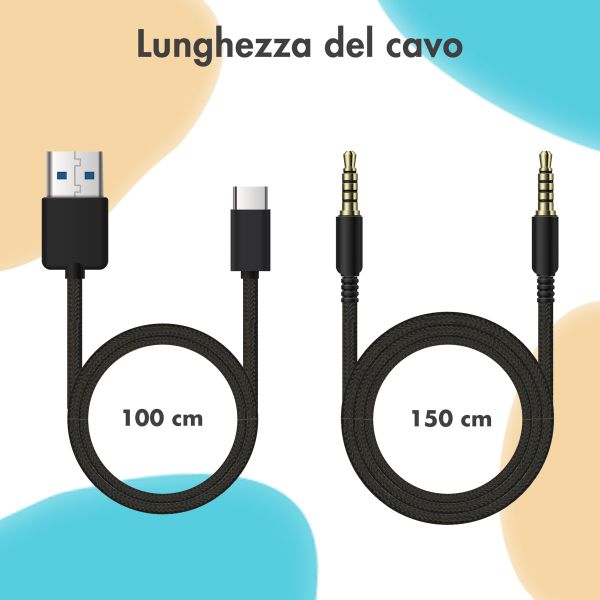 imoshion Cuffie wireless per bambini Unicorn LED Light - Limitatore di decibel - Con cavo AUX - Soft Blue / Yellow