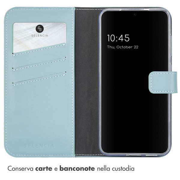 Selencia Cover a libro in vera pelle Samsung Galaxy S25 Plus - Air Blue