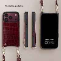 Selencia Cover per telefono Nova Croco con cordino e portacarte Apple iPhone 18 Pro / 17 Pro - Burgundy