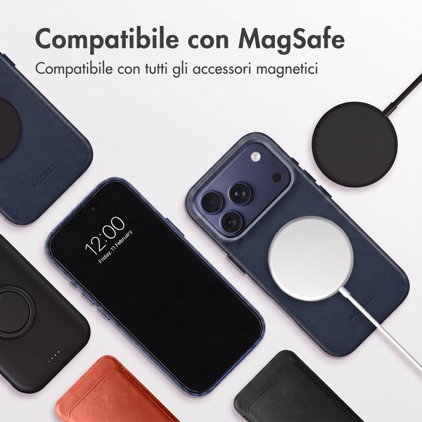 Accezz Cover in Pelle con MagSafe Apple iPhone 18 Pro / 17 Pro - Nightfall Blue