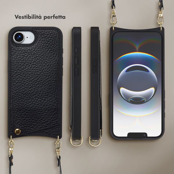 Selencia Cover per telefono Nova con cordino e portacarte Apple iPhone 17e / 16e - Nero