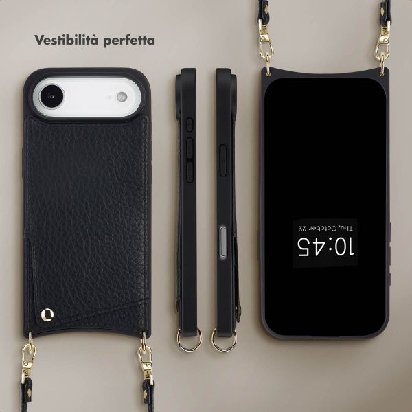 Selencia Cover per telefono Nova con cordino e portacarte Apple iPhone Air - Nero