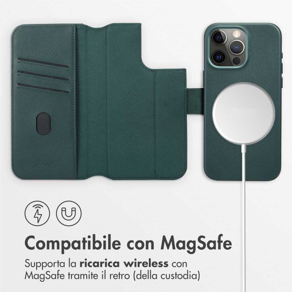 Accezz Cover in pelle 2 in 1 con MagSafe Apple iPhone 15 Pro Max - Cedar Green