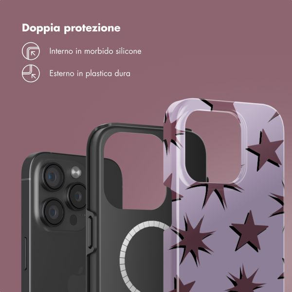 Selencia Cover posteriore Vivid con MagSafe Apple iPhone 15 Pro - Stars Plum Lilac