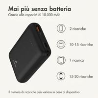 imoshion Powerbank compatta da 10.000 mAh – Powerbank piccola – Quick Charge e Power Delivery – Nero