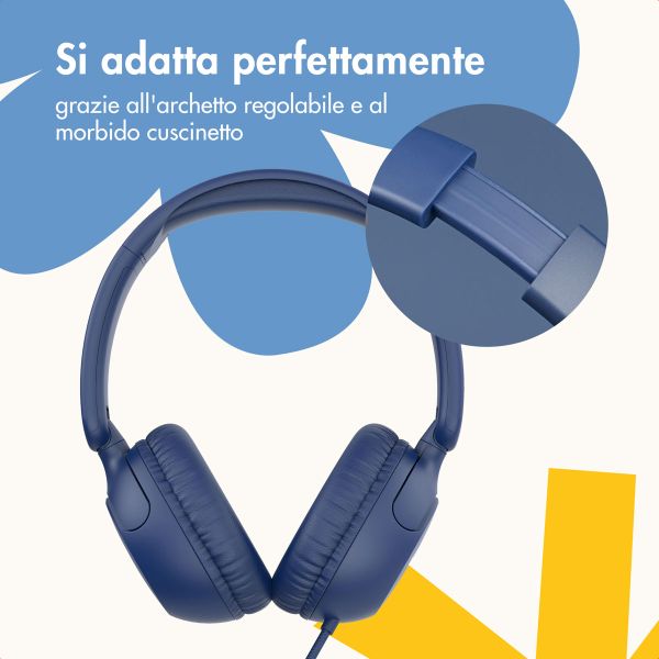imoshion Cuffie per bambini con filo - cavo AUX - limitatore di decibel - Denim Blue