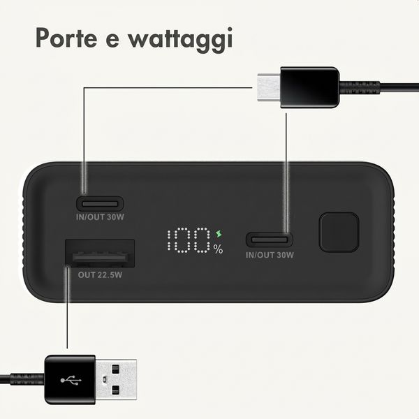 imoshion Powerbank in alluminio Ultra Series 20.000 mAh - Ricarica rapida fino a 33 watt - Nero