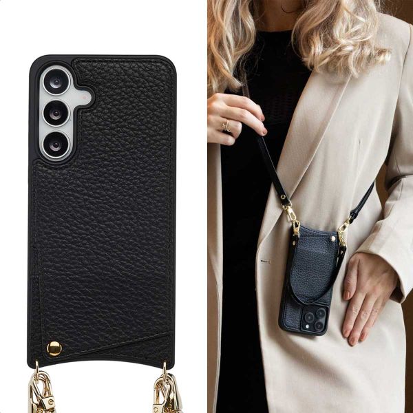 Selencia Cover per telefono Nova con cordino e portacarte Samsung Galaxy S25 FE - Nero