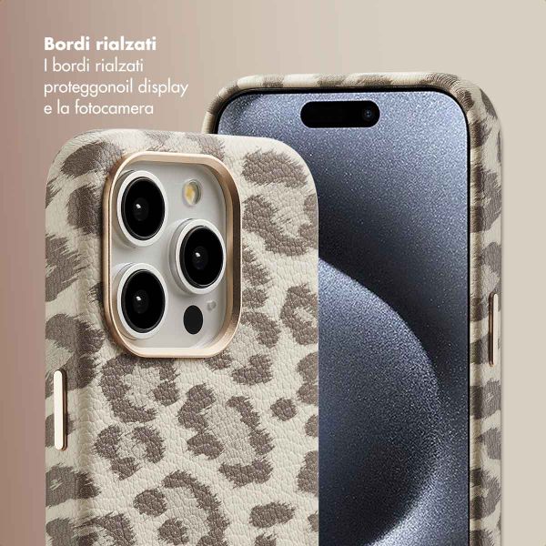 Selencia Cover Sabi Stampa pantera con MagSafe Apple iPhone 15 Pro - Soft Ivory