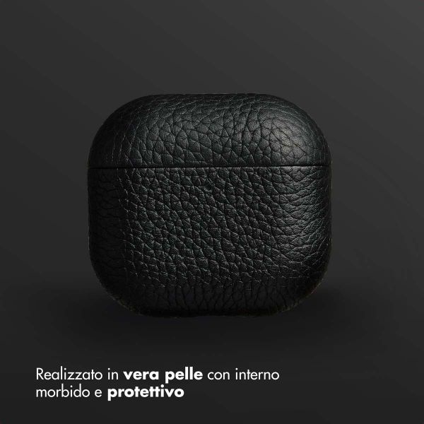 Accezz Cover in vera pelle  Apple Airpods 4 - Nero