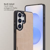 Selencia Cover per telefono Nova Croco con cordino e portacarte Samsung Galaxy S26 Ultra - Beige